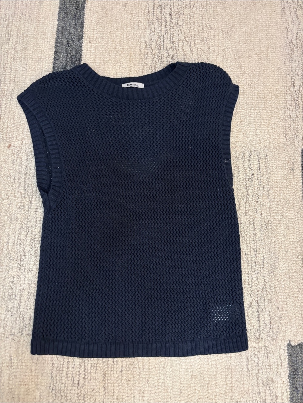Darling Navy Sleeveless Scoop Knit Shell